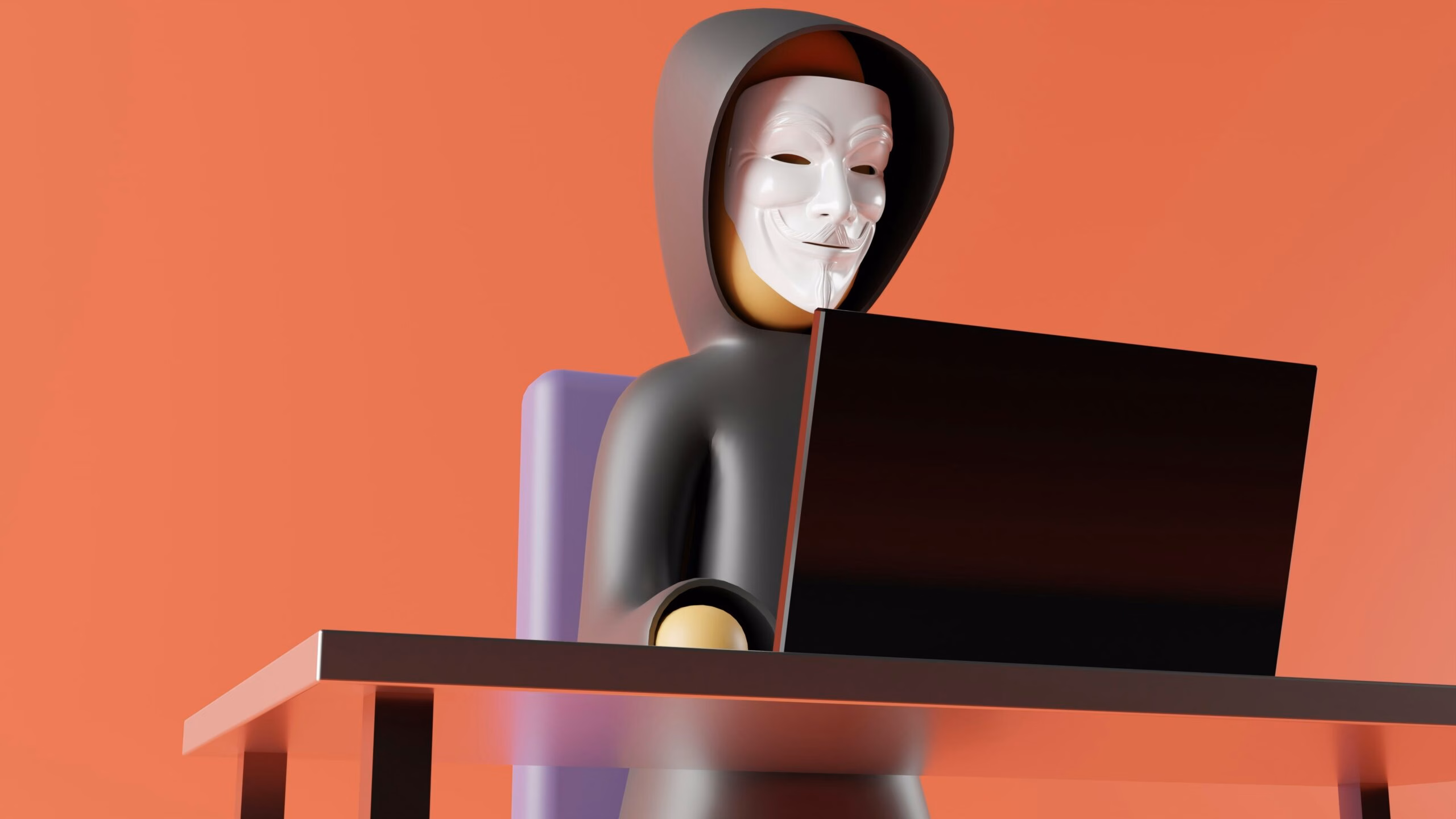 hacker typing on a laptop lego style
